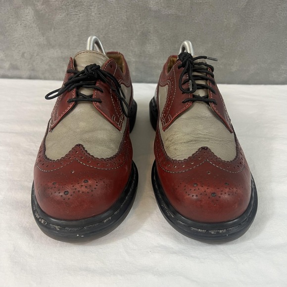 Vintage Dr. Martens 3989/28 Shoes Mens Size 7 Red Gray Leather Brogue Colorblock - Picture 2 of 9